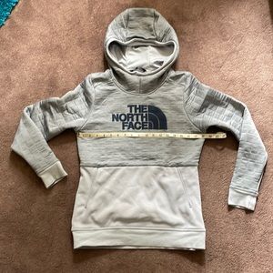 gray north face sweatshirt